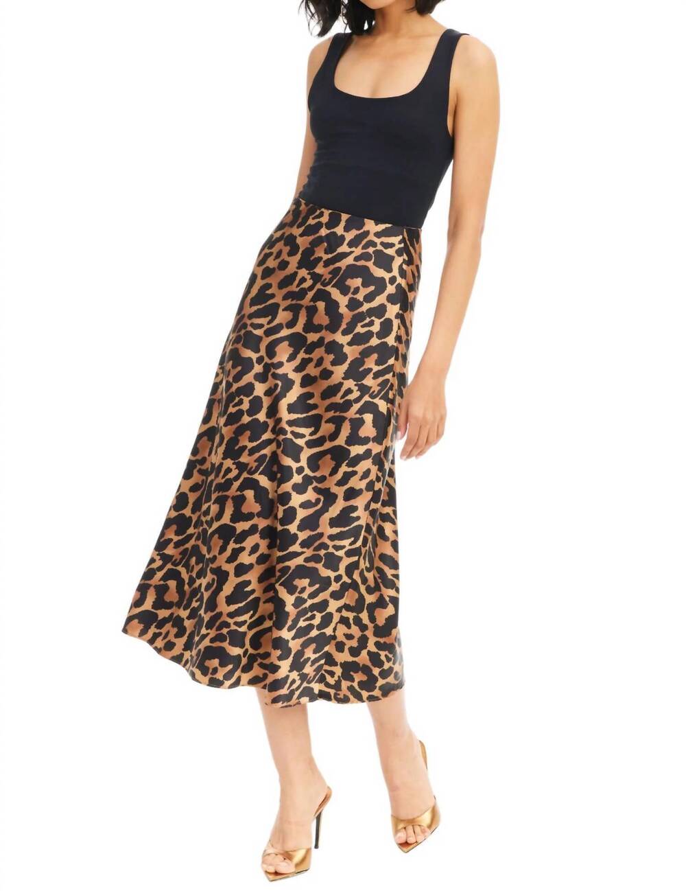 NEW ALLISON satin reese midi skirt in leopard